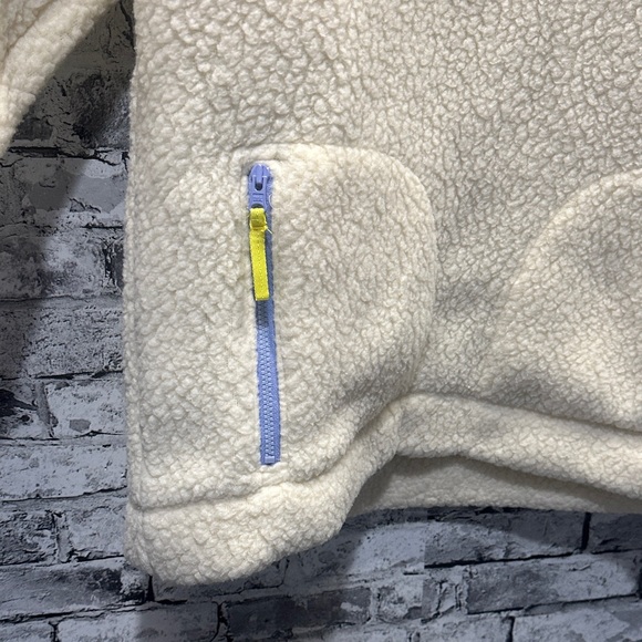 EUC J.Crew Cream Vintage Fleece Polartec Sherpa Half-Zip Sweatshirt Size Medium - Picture 6 of 16